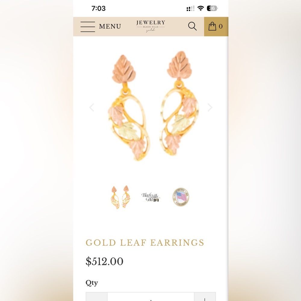 Black Hills Swirling Vine Earrings, real gold 10K/12K ! Free Shipping - Picture 7 of 9